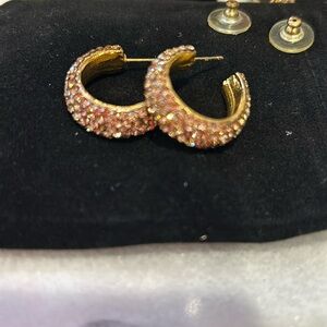 Light Colorado Topaz Pavé Crystal Designer Hoop Earrings-Boutique